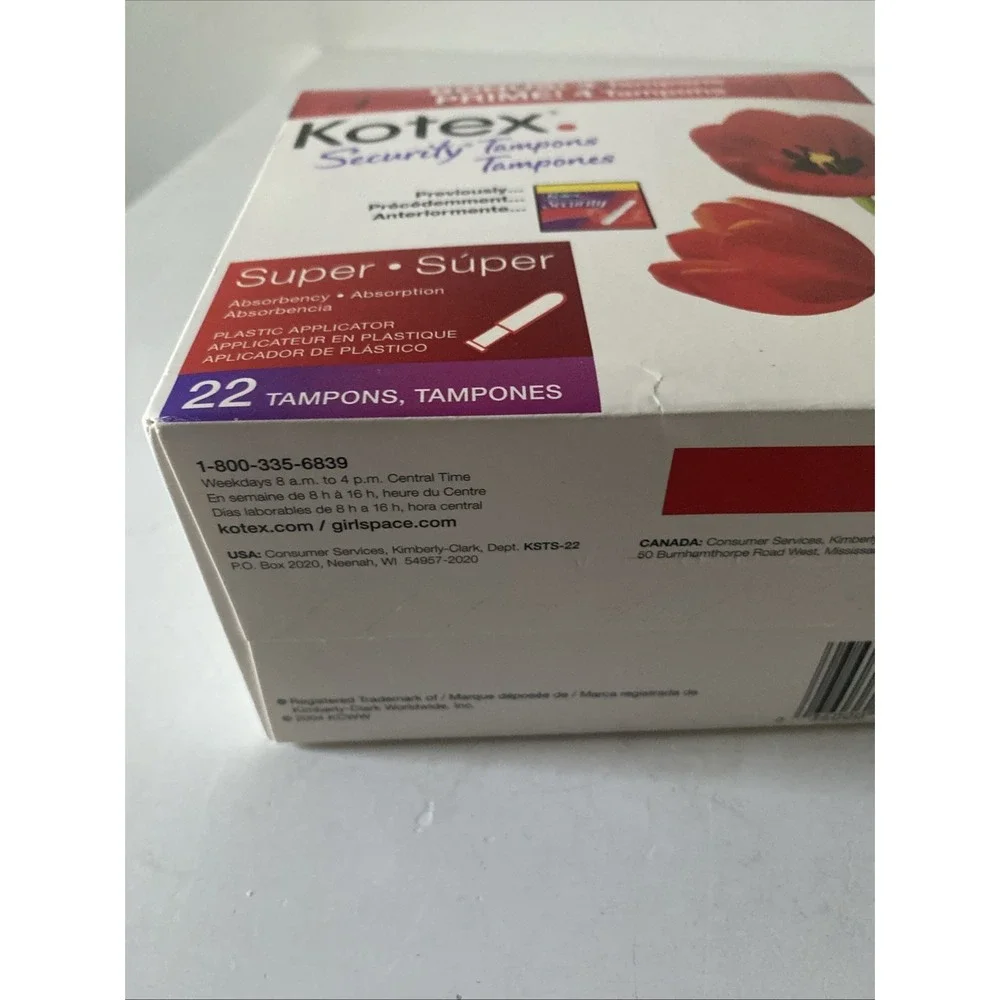 Kotex Security Tampons Super (2004)Cotton 22 Count Prop Discontinued Unscented